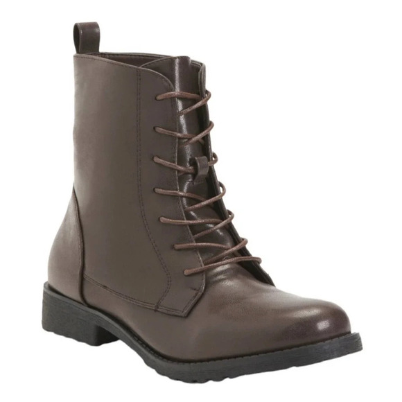 NWT Catherine Malandrino Women’s Size 10 Brown Booney Vegan Leather Combat Boots - Picture 1 of 9